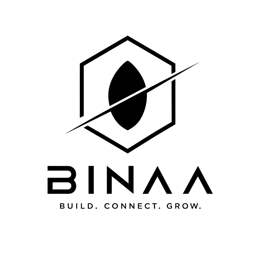 BINAA logo with English wordmark